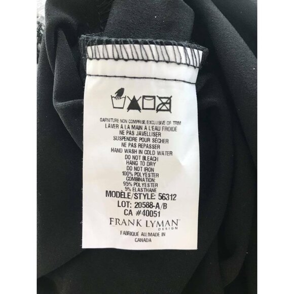 FRANK LYMAN Crochet Asymmetrical Overlay Tunic Top Size 6 White Black Tank - Picture 9 of 9